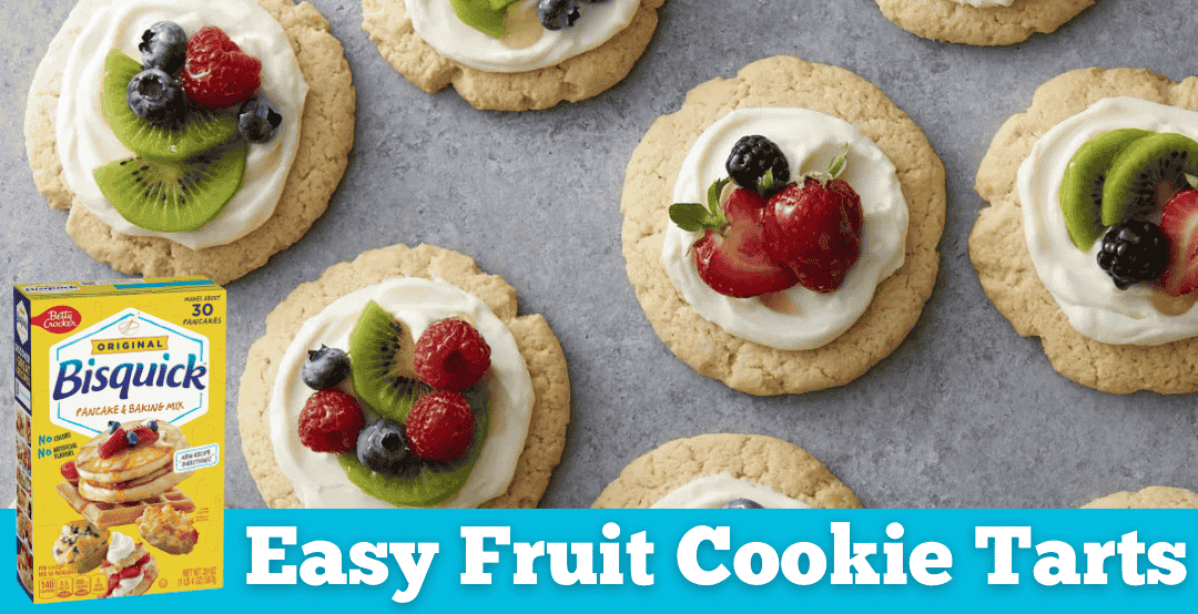 An assortment of Easy Fruit Cookie Tarts, each topped with various fruits