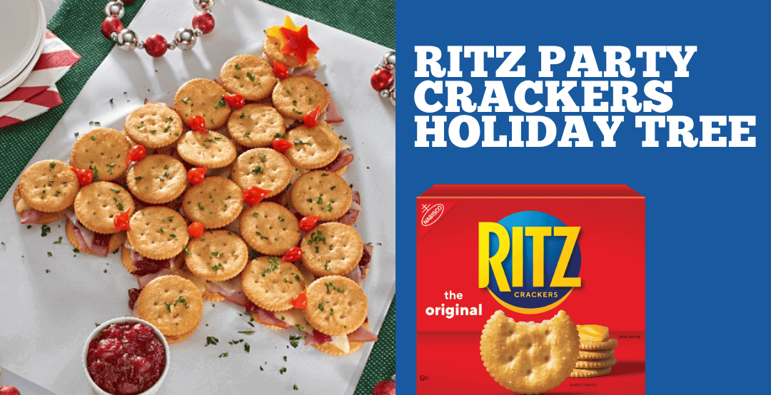 A spread of Ritz crackers as a Christams Tree