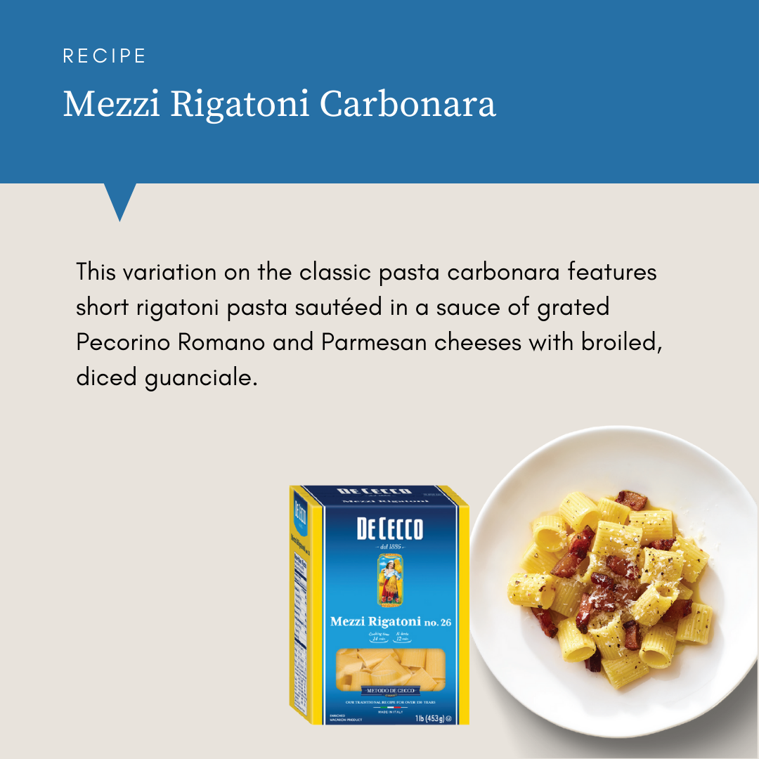 Mezzi Rigatoni Carbonara