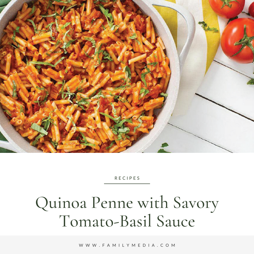 Quinoa Penne with Savory Tomato-Basil Sauce